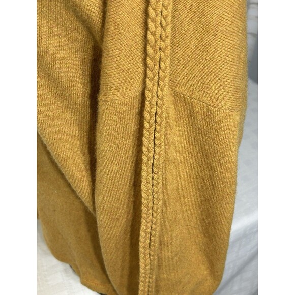 GARNET HILL Size MEDIUM Womens Mustard Yellow BRAIDED Trim 100% Cashmere Sweater - Picture 7 of 16